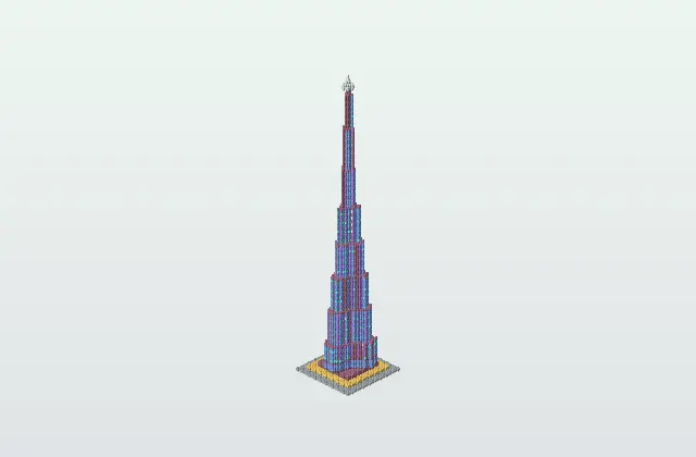 Burj Khalifa Detailed Tower - Iconic Dubai Skyscraper Minecraft Schematic preview