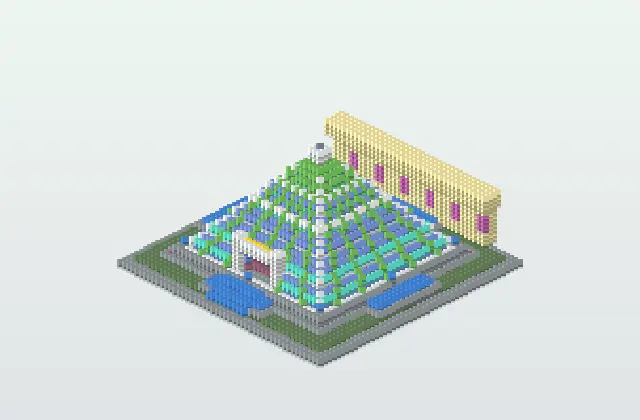 Compact Louvre Pyramid Landmark Minecraft Schematic preview